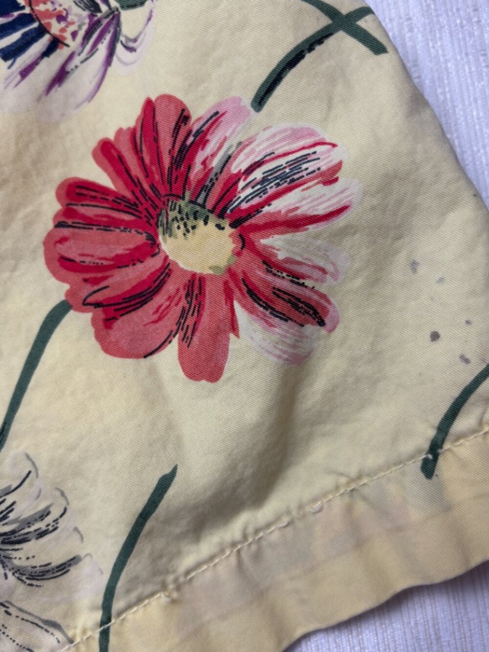 J.Crew Factory Yellow Floral Shorts Women SZ 8 Drawstring Casual Summer Made USA - Picture 4 of 6